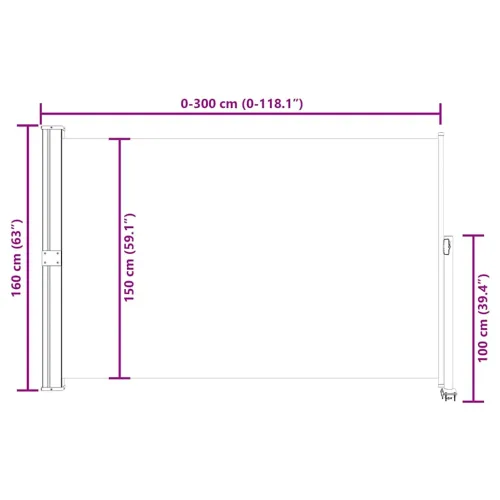 Uvlačiva bočna tenda za terasu 160 x 300 cm krem - Krema 160 x 300 cm Cijena