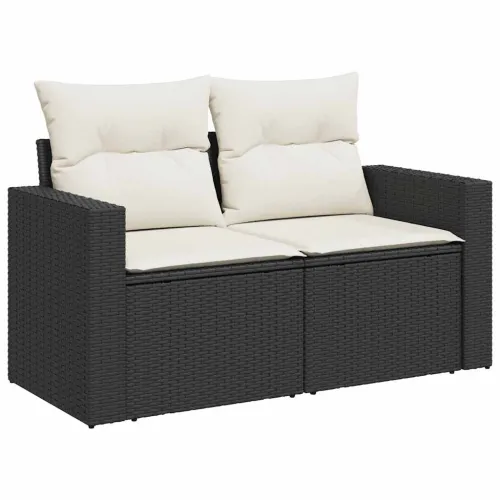 Vrtna garnitura - 4-dijelni set vrtnih sofa od poliratana s jastucima crni - Crna i krem sa spremištem i torbom 1 Cijena