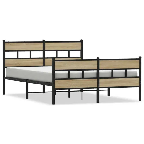 Metalni okvir kreveta bez madraca boja hrasta sonome 150x200 cm - sonoma hrast 150 x 200 cm s uzglavljem i podnožjem Cijena