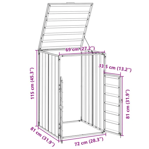 Spremište za jednu kantu za otpad siva 72x81x115 cm čelično - Siva 1 Cijena