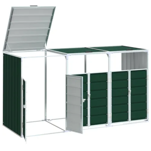 Spremište za 3 kante za otpad zelena 216x81x115 cm čelično - Zelena 3 Cijena