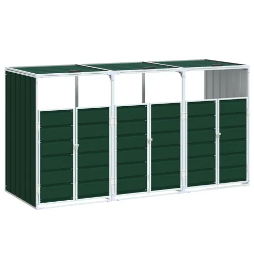 Spremište za 3 kante za otpad zelena 216x81x115 cm čelično - Zelena 1 3 Zelena Cijena