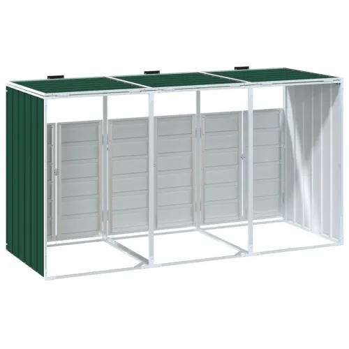 Spremište za 3 kante za otpad zelena 216x81x115 cm čelično - Zelena 3 Cijena
