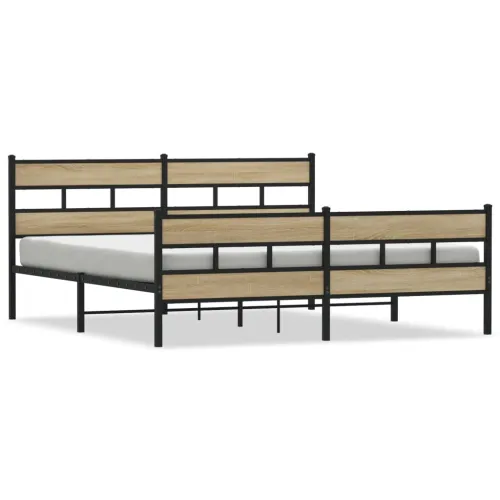 Metalni okvir kreveta bez madraca boja hrasta sonome 193x203 cm - sonoma hrast 193 x 203 cm s uzglavljem i podnožjem Cijena