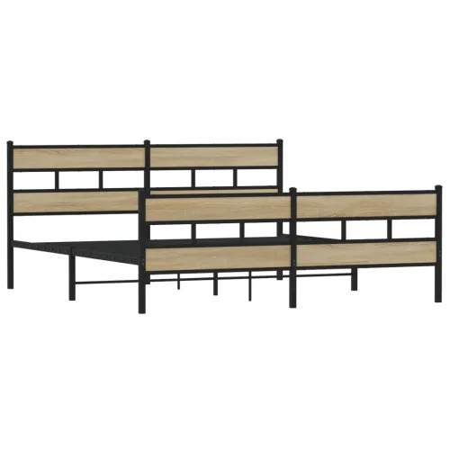 Metalni okvir kreveta bez madraca boja hrasta sonome 193x203 cm - sonoma hrast 193 x 203 cm s uzglavljem i podnožjem Cijena