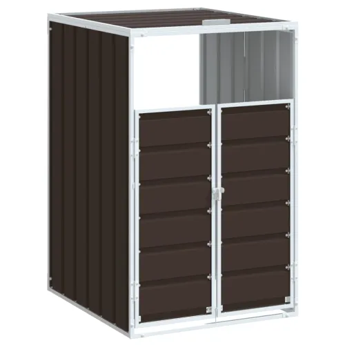 Spremište za 1 kantu za otpad smeđe 72x81x115 cm čelično - Smeđa 1 1 Smeđa Cijena