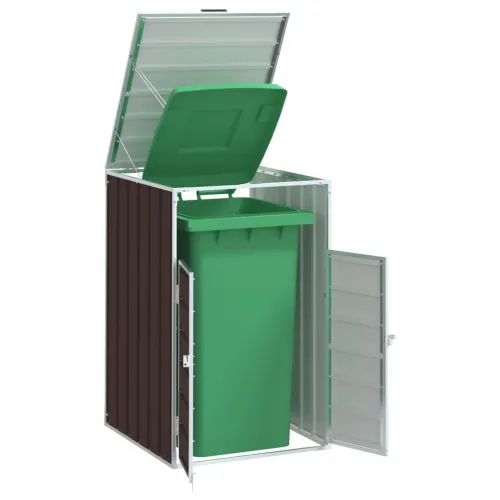 Spremište za 1 kantu za otpad smeđe 72x81x115 cm čelično - Smeđa 1 1 Smeđa Cijena