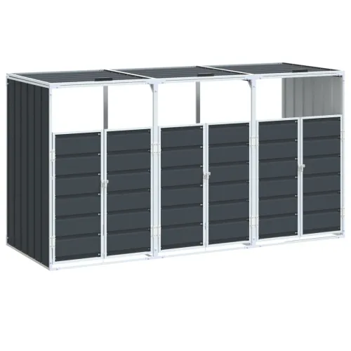 Spremište za 3 kante za otpad antracit 216x81x115 cm čelično - Antracit 1 3 Cijena