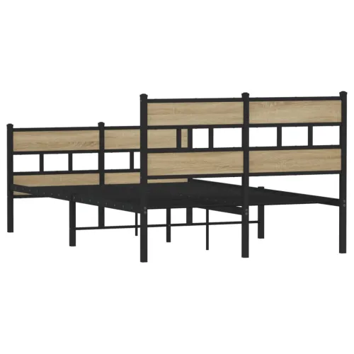 Metalni okvir kreveta bez madraca boja hrasta sonome 120x200 cm - sonoma hrast 120 x 200 cm s uzglavljem i podnožjem Cijena