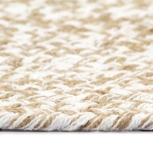 Ručno rađeni tepih od jute bijele i prirodne boje 90 cm - Bijela 90 cm Cijena