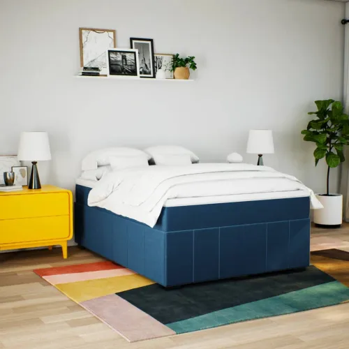 Boxspring - Krevet s oprugama i madracem plavi 160x200 cm od tkanine - Plava 160 x 200 cm Cijena