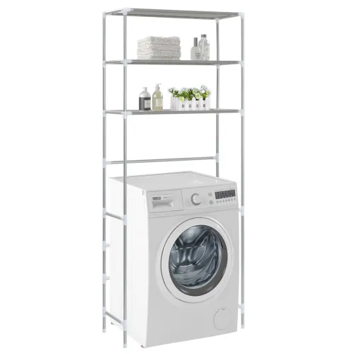 Stalak za pohranu iznad perilice 3 razine srebrni 69x28x169 cm - Srebrno 69 x 28 x 169 cm Cijena