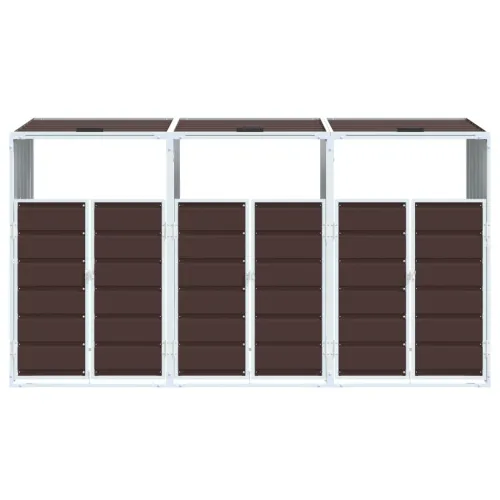 Spremište za 3 kante za otpad smeđe 216x81x115 cm čelično - Smeđa 3 Cijena