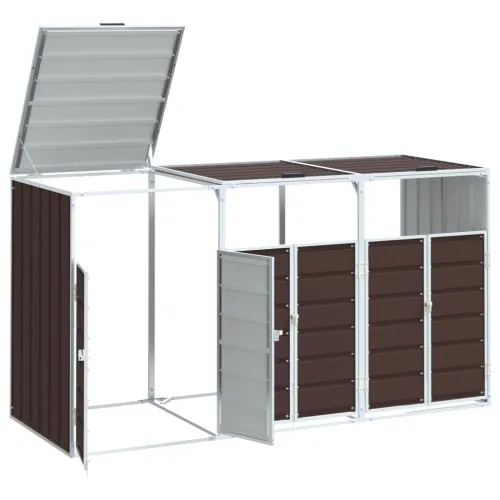 Spremište za 3 kante za otpad smeđe 216x81x115 cm čelično - Smeđa 3 Cijena