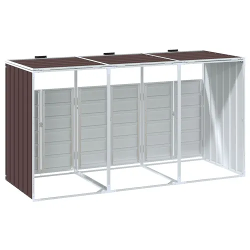 Spremište za 3 kante za otpad smeđe 216x81x115 cm čelično - Smeđa 3 Cijena