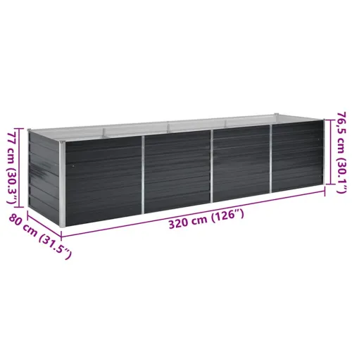 Povišena gredica - Vrtna gredica antracit 320x80x77 cm pocinčani čelik - 320 x 80 x 77 cm Cijena
