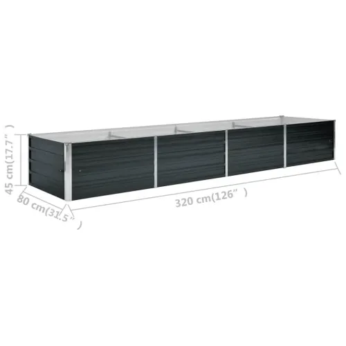Povišena gredica - Vrtna gredica antracit 320x80x45 cm pocinčani čelik - 320 x 80 x 45 cm Cijena