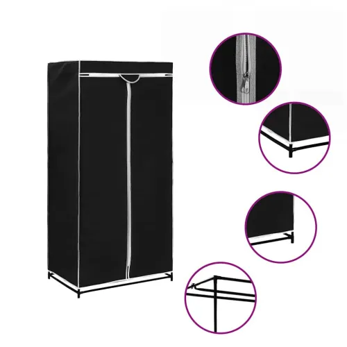 282441 Wardrobes 2 pcs Black 75x50x160 cm - Crna 1 2 Crna Cijena