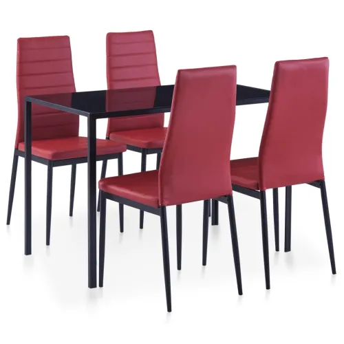 Petodijelni blagovaonski set crvena boja vina - boja crnog vina 4 Cijena