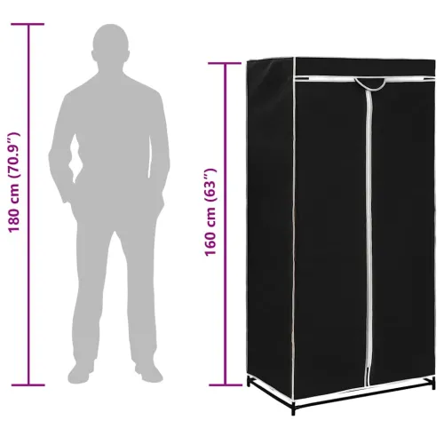 282437 Wardrobe Black 75x50x160 cm - Crna 1 1 Cijena