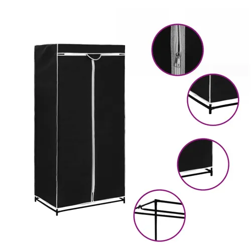 282437 Wardrobe Black 75x50x160 cm - Crna 1 1 Cijena