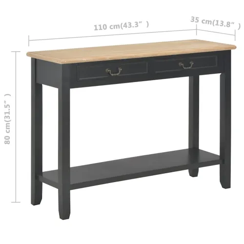 Konzolni stol crni 110 x 35 x 80 cm drveni - Crna Cijena