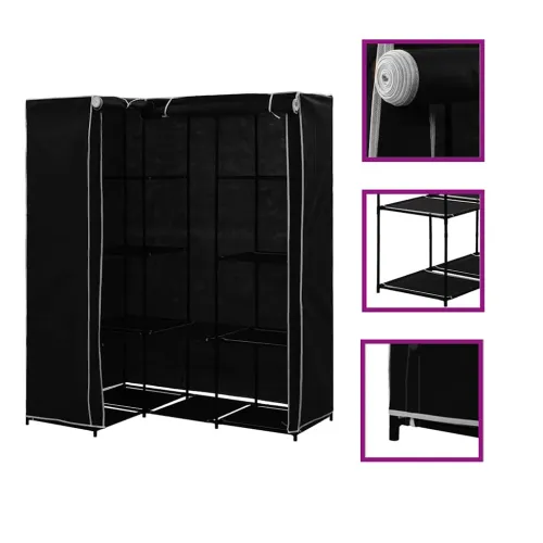 282449 Corner Wardrobe Black 130x87x169 cm - Crna 1 1 Cijena