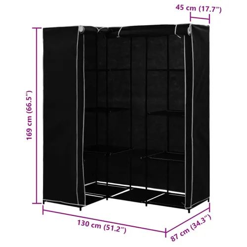 282449 Corner Wardrobe Black 130x87x169 cm - Crna 1 1 Cijena