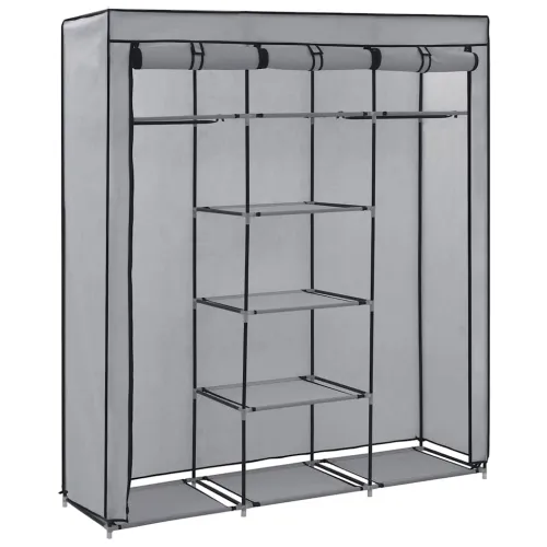 282456 Wardrobe with Compartments and Rods Grey 150x45x175 cm Fabric - Siva 1 1 Siva Cijena