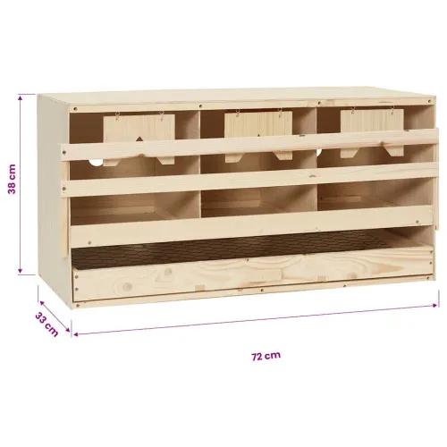 Gnijezdo za nesilice s 3 odjeljka 72x33x38 cm masivna borovina - 72 x 33 x 38 cm Cijena