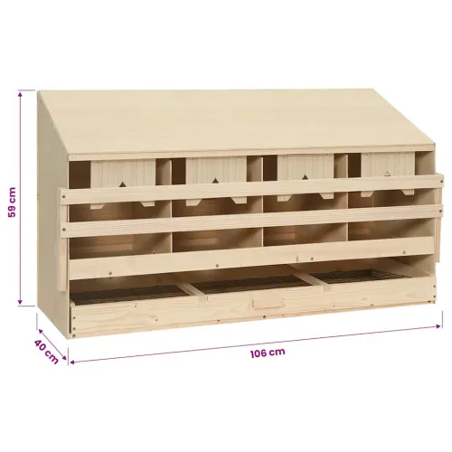 Gnijezdo za nesilice s 4 odjeljka 106x40x59 cm masivna borovina - 106 x 40 x 59 cm Cijena