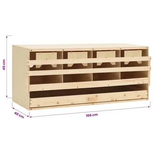 Gnijezdo za nesilice s 4 odjeljka 106x40x45 cm masivna borovina - 106 x 40 x 45 cm Cijena