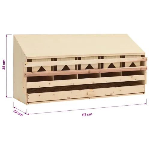 Gnijezdo za nesilice s 5 odjeljaka 117x33x38cm masivna borovina - 117 x 33 x 38 cm Cijena