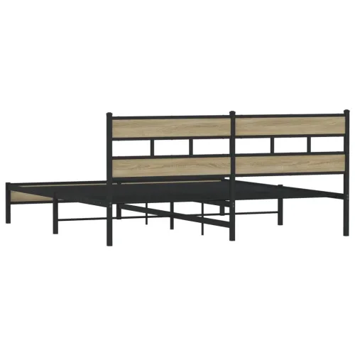 Metalni okvir kreveta bez madraca boja hrasta sonome 183x213 cm - sonoma hrast 183 x 213 cm s uzglavljem i niskim podnožjem Cijena