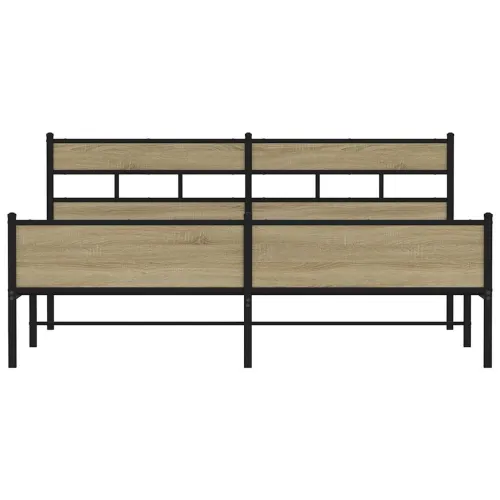 Metalni okvir kreveta bez madraca boja hrasta sonome 183x213 cm - sonoma hrast 183 x 213 cm s uzglavljem i visokim podnožjem Cijena