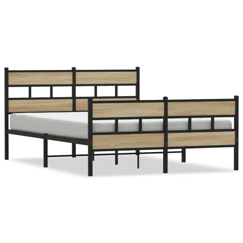 Metalni okvir kreveta bez madraca boja hrasta sonome 135x190 cm - sonoma hrast 135 x 190 cm s uzglavljem i podnožjem Cijena