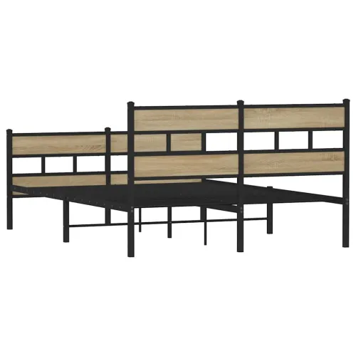 Metalni okvir kreveta bez madraca boja hrasta sonome 135x190 cm - sonoma hrast 135 x 190 cm s uzglavljem i podnožjem Cijena