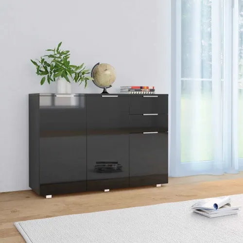 Komoda visoki sjaj crna 107x35x80,5 cm - Crna 1 Cijena