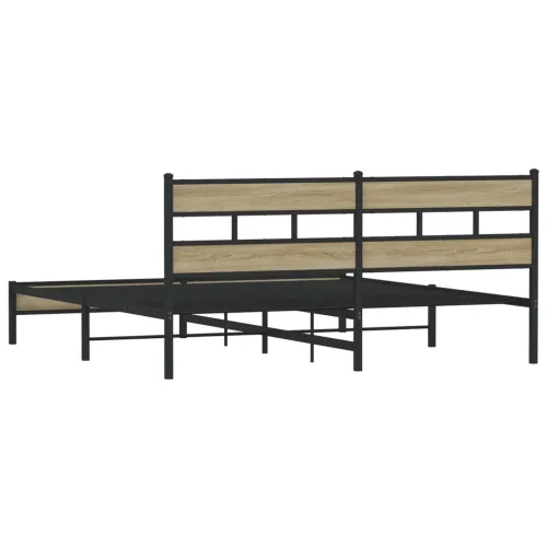 Metalni okvir kreveta bez madraca boja hrasta sonome 180x200 cm - sonoma hrast 180 x 200 cm s uzglavljem i niskim podnožjem Cijena