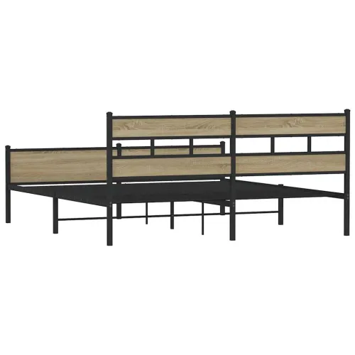 Metalni okvir kreveta bez madraca boja hrasta sonome 180x200 cm - sonoma hrast 180 x 200 cm s uzglavljem i visokim podnožjem Cijena