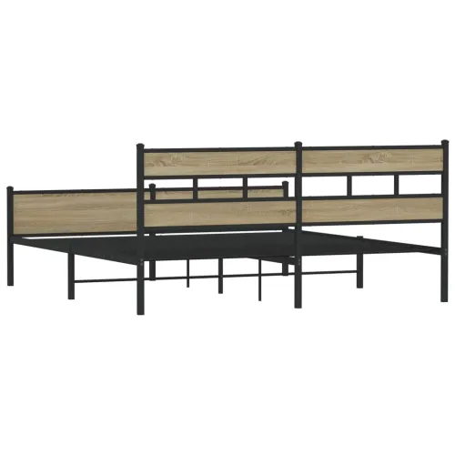 Metalni okvir kreveta bez madraca boja hrasta sonome 193x203 cm - sonoma hrast 193 x 203 cm s uzglavljem i visokim podnožjem Cijena