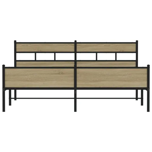 Metalni okvir kreveta bez madraca boja hrasta sonome 193x203 cm - sonoma hrast 193 x 203 cm s uzglavljem i visokim podnožjem Cijena