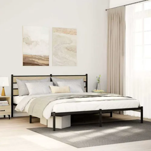 Metalni okvir kreveta bez madraca boja hrasta sonome 183x213 cm - sonoma hrast 183 x 213 cm s uzglavljem Cijena