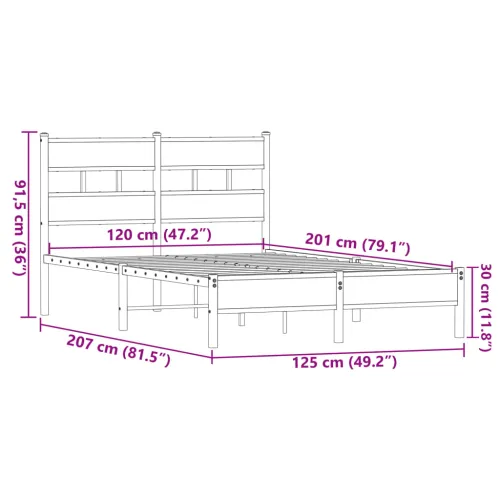 Okvir kreveta bez madraca smeđa boja hrasta 120 x 200 cm drveni - Smeđi hrast 120 x 200 cm s uzglavljem i niskim podnožjem Cijena