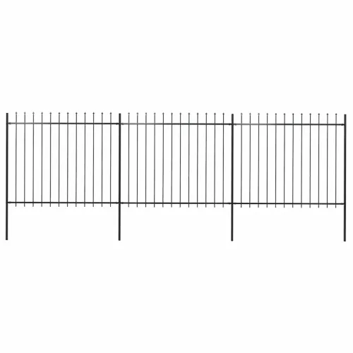 Vrtna ograda s vrhom koplja Čelik 504x150 cm Crna - Crna 504 cm 150 cm Cijena