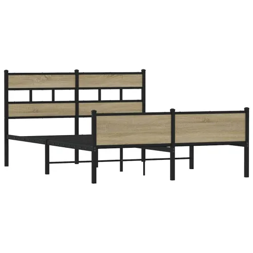 Metalni okvir kreveta bez madraca boja hrasta sonome 160x200 cm - sonoma hrast 160 x 200 cm s uzglavljem i visokim podnožjem Cijena