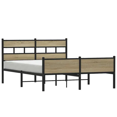 Metalni okvir kreveta bez madraca boja hrasta sonome 160x200 cm - sonoma hrast 160 x 200 cm s uzglavljem i visokim podnožjem Cijena