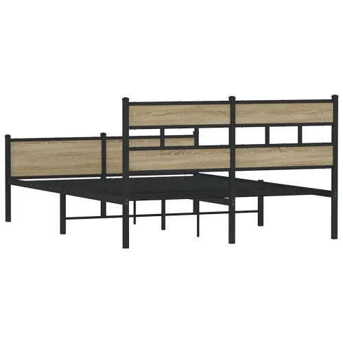 Metalni okvir kreveta bez madraca boja hrasta sonome 160x200 cm - sonoma hrast 160 x 200 cm s uzglavljem i visokim podnožjem Cijena