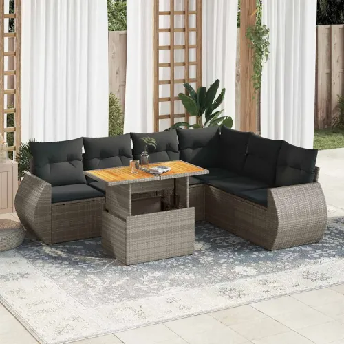 Vrtna garnitura - 7-dijelni set vrtnih sofa sivi od poliratana - siva i tamnosiva 3x kutna + stol + 3x srednja 1 Cijena