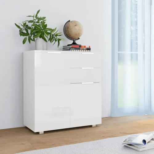 Komoda visoki sjaj bijela 71 x 35 x 80 cm od konstruiranog drva Cijena